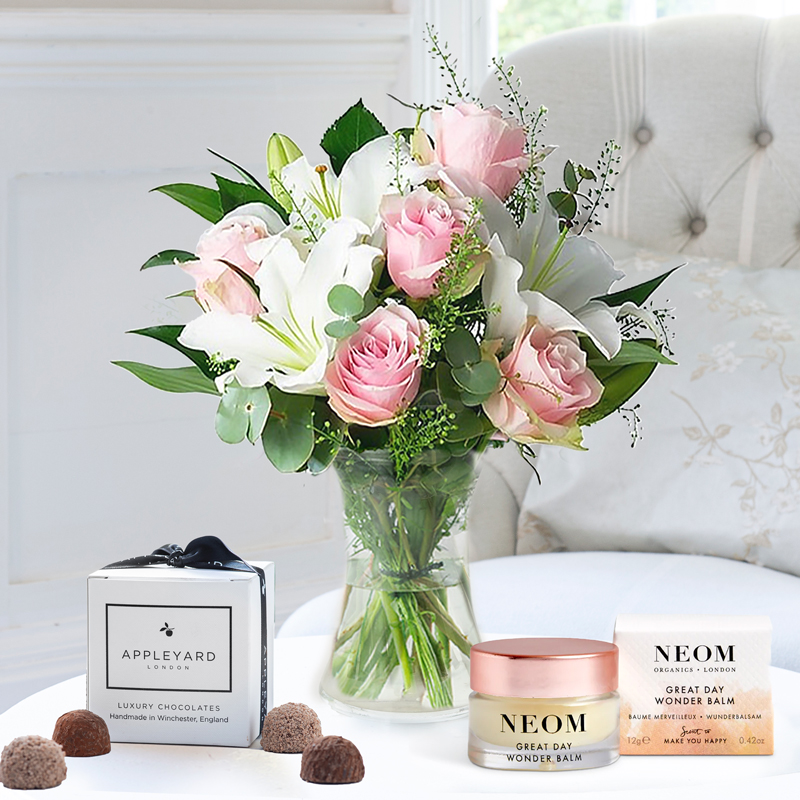 Simply Pink Rose & Lily, NEOM Great Day Wonder Balm (12g) & 6 Mixed Truffles image