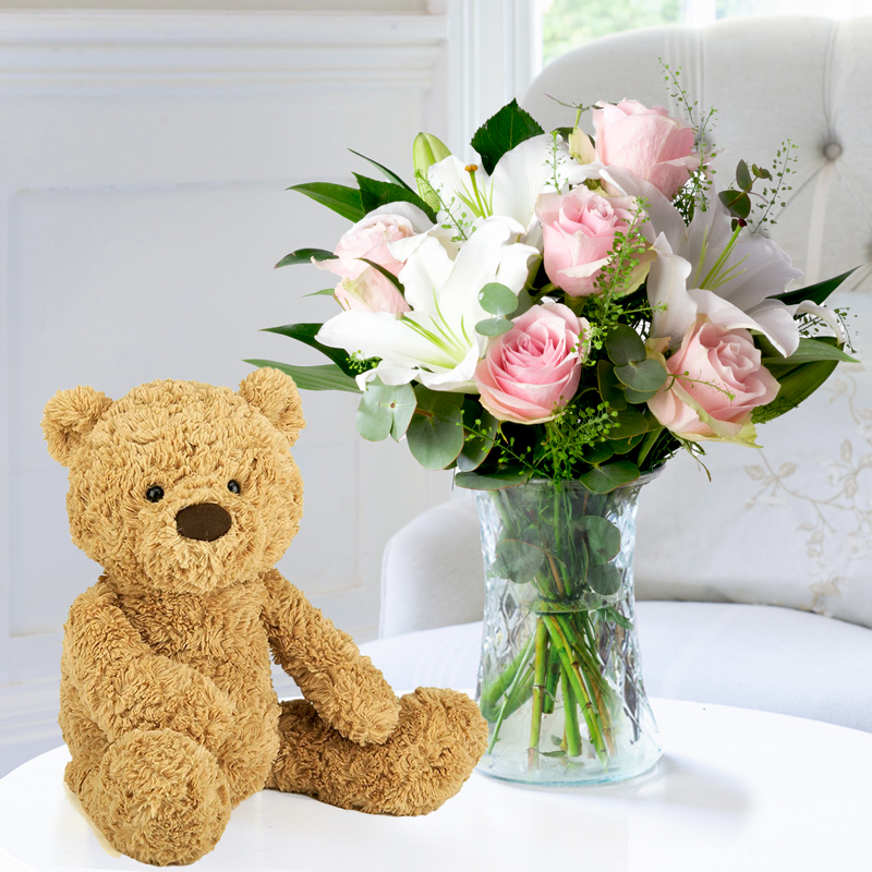 Simpy Pink Rose & Lily & Jellycat® Bumbly Bear image