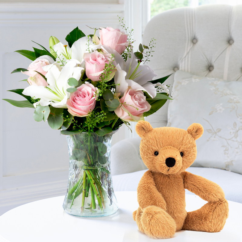 Simpy Pink Rose & Lily & Jellycat® Rufus Bear image