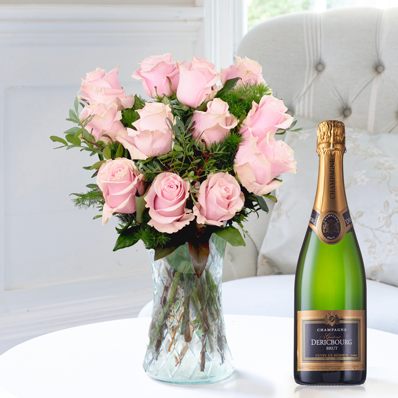 Sorbet Roses, Champagne Dericbourg & Vase image