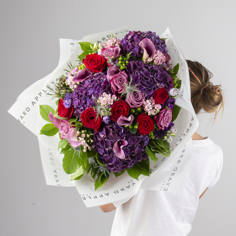 Lilies & Roses Luxury Bouquet - Blue, Pink, Purple - Next Day Flower Delivery UK - Appleyard London