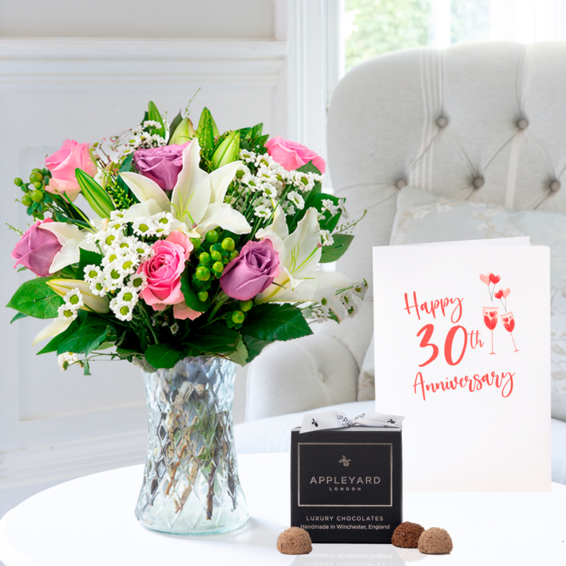 Chantilly, 12 Mixed Truffles & 30th Anniversary Card image