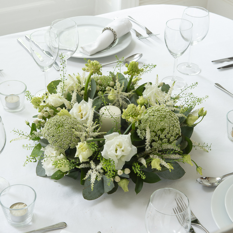 Wild & Whimsy Wreath Table Centre - White - Wedding Flower Bouquet