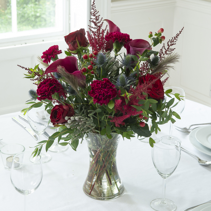 Ruby Allure Vase Table Centre - Wedding Flower Bouquet - Wedding Flowers Delivery UK - Appleyard London
